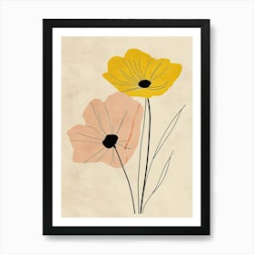 Poppies Boho Minimalist Style 3 Affiche