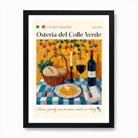 Osteria Del Colle Verde Trattoria Italian Poster Food Kitchen Art Print