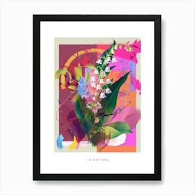 Lily Of The Valley 4 Neon Flower Collage Poster Art Print