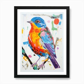 Colourful Bird Painting Robin 5 Art Print