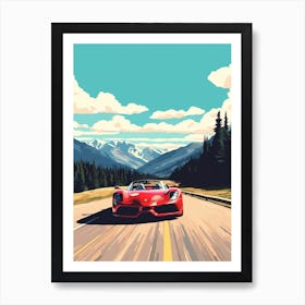 A Ferrari Enzo Car In Icefields Parkway Flat Illustration 4 Art Print