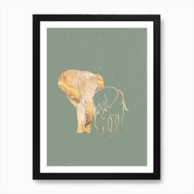 Elephants In The Wild 1 Art Print