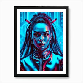 Glossy Cyborg Girl Art Print