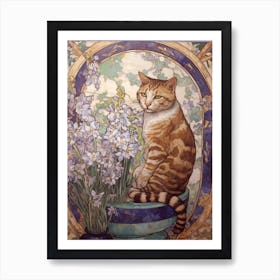 Statice With A Cat 4 Art Nouveau Style Art Print