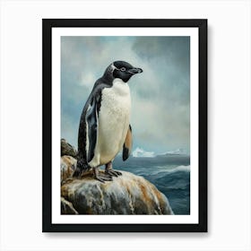 Adlie Penguin Bartolom Island Oil Painting 3 Art Print