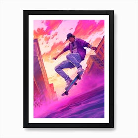 Skateboarding In Philadelphia, United States Futuristic 1 Art Print