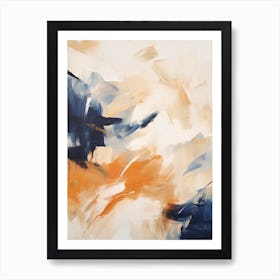 Navy And Orange Autumn Abstract Painting 1 Art Print