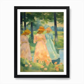 Three Women By The Pond Art Print