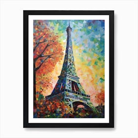 Eiffel Tower Paris France David Hockney Style 14 Art Print