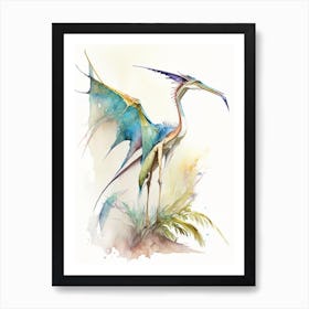 Quetzalcoatlus Watercolour Dinosaur Art Print