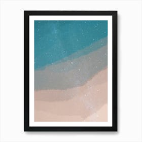 Minimal art abstract watercolor painting blue sky edge Art Print