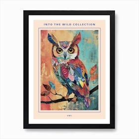 Kitsch Colourful Owl Collage 4 Poster Art Print