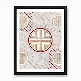 Geometric Glyph in Festive Gold Silver and Red n.0056 Art Print