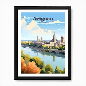 Avignon France Palais des Papes Travel Illustration Art Print