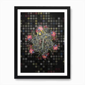 Vintage Ixia Bulbifera Flower Wreath on Dot Bokeh Pattern n.0618 Art Print