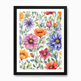 Watercolor Flowers 14 Art Print