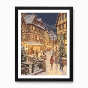 Vintage Winter Illustration Colmar France 2 Art Print