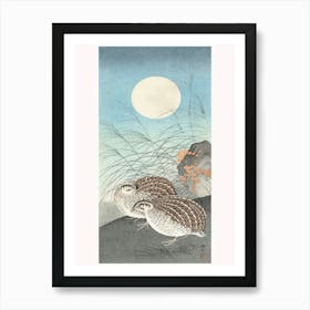 Two Quails At Full Moon (1900 1936), Ohara Koson Art Print