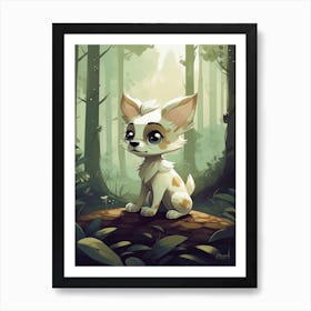 A Cute Puppy In The Forest Illustration 4watercolour Art Print