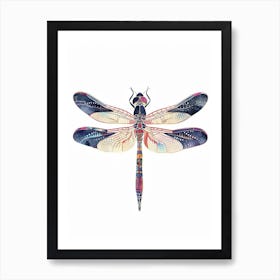 Colourful Insect Illustration Dragonfly 15 Art Print