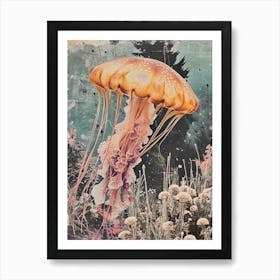 Jellyfish Retro Collage 2 Art Print