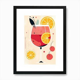 Illustration Sangria Floral Infusion Cocktail 1 Art Print