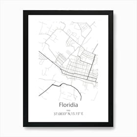 Floridia,Italy Minimalist Map Art Print