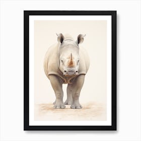 Simple Illustration Of A Rhino 9 Art Print
