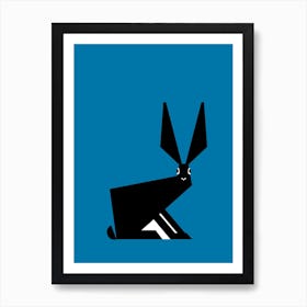 Abstract Rabbit Blue Art Print