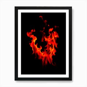 Flames On Black Background Art Print