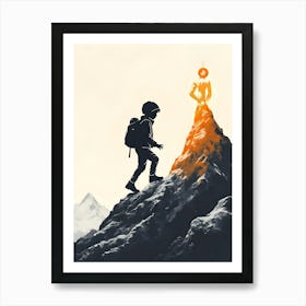 Man On Top Of A Mountain Art Print