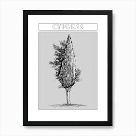 Cypress Tree Minimalistic Drawing 4 Poster Art Print