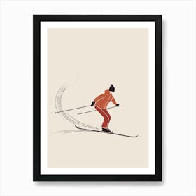 Skier Print Skiing Artwork Ski Wall Art Vintage Winter Sports Art Minimalist Prints Art Print