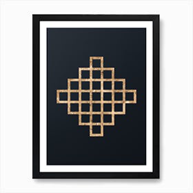 Abstract Geometric Gold Glyph on Dark Teal n.0384 Art Print