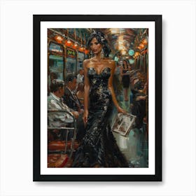 Woman On A Train Art Print