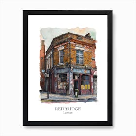 Redbridge London Borough   Street Watercolour 3 Poster Art Print