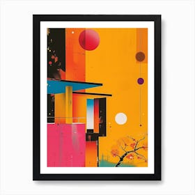 Japandi Cubist FusionAbstract Painting Art Print