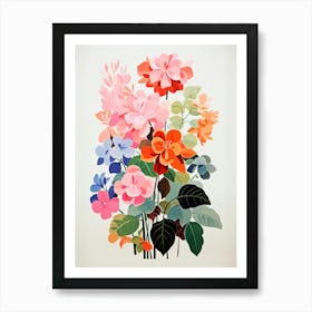 Retro Flowers Bouquet Art Print