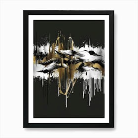 Gold And Black Abstract Painting 40 Art Print