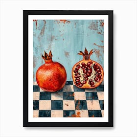 Pomegranate Checkered Blue  2 Art Print