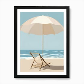 Beach Chair With Umbrella Beach Day Art Print