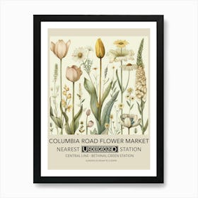 Columbia Road Flower Market Vintage Underground Travel Poster Art Print