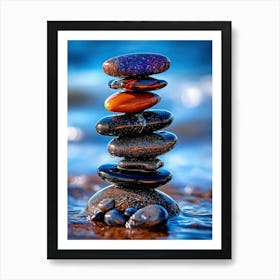 Serenity in Balance: Zen Stones Against a Soft-Focused Background" Art Print