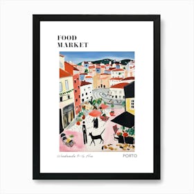 The Food Market In Porto 1 Illustration Poster Art Print