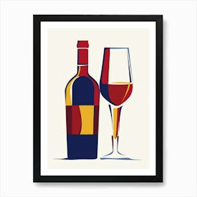 Wine Bottle And Glass Art Print