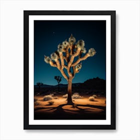  Photograph Of A Joshua Tree At Night  In A Sandy Desert 4 Art Print