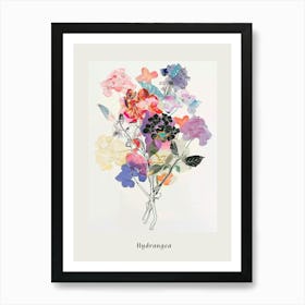 Hydrangea 2 Collage Flower Bouquet Poster Art Print