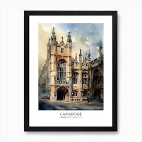 Cambridge University 8 Watercolor Travel Poster Art Print