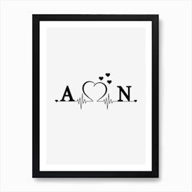 Personalized Couple Name Initial A And N Art Print