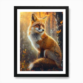 Fox In The Forest 5 Art Print